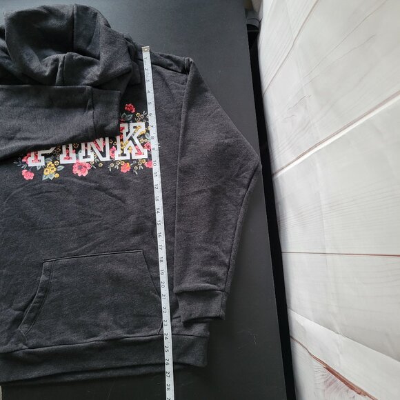 Victoria’s Secret PINK Hooded Sweatshirt, Gray/Floral Design, Women’s S Hoodie - Picture 6 of 6